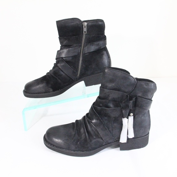 Born Eton Boots New sz 9 Women Black Leather Moto Bootie Nwt - Picture 7 of 11